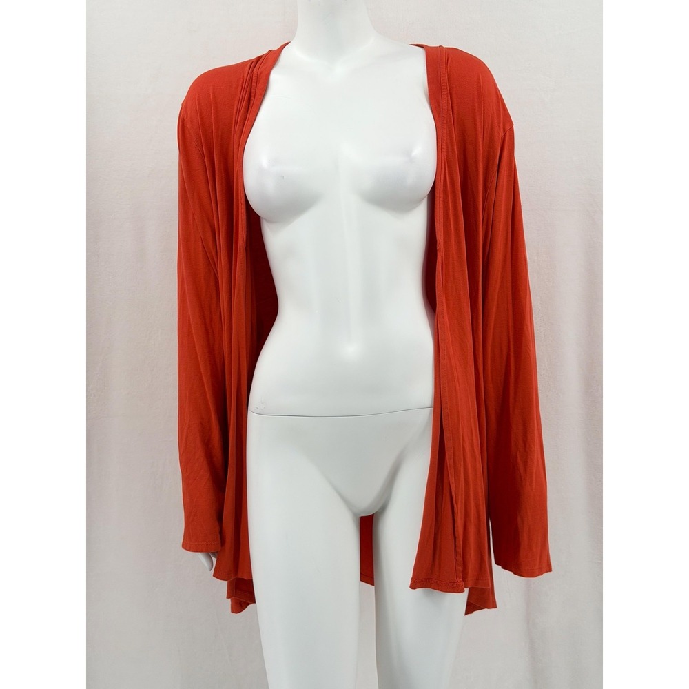 J Jill Sweater Womens 4X Rust Orange Wearever Stretch Open Front Cardigan Office